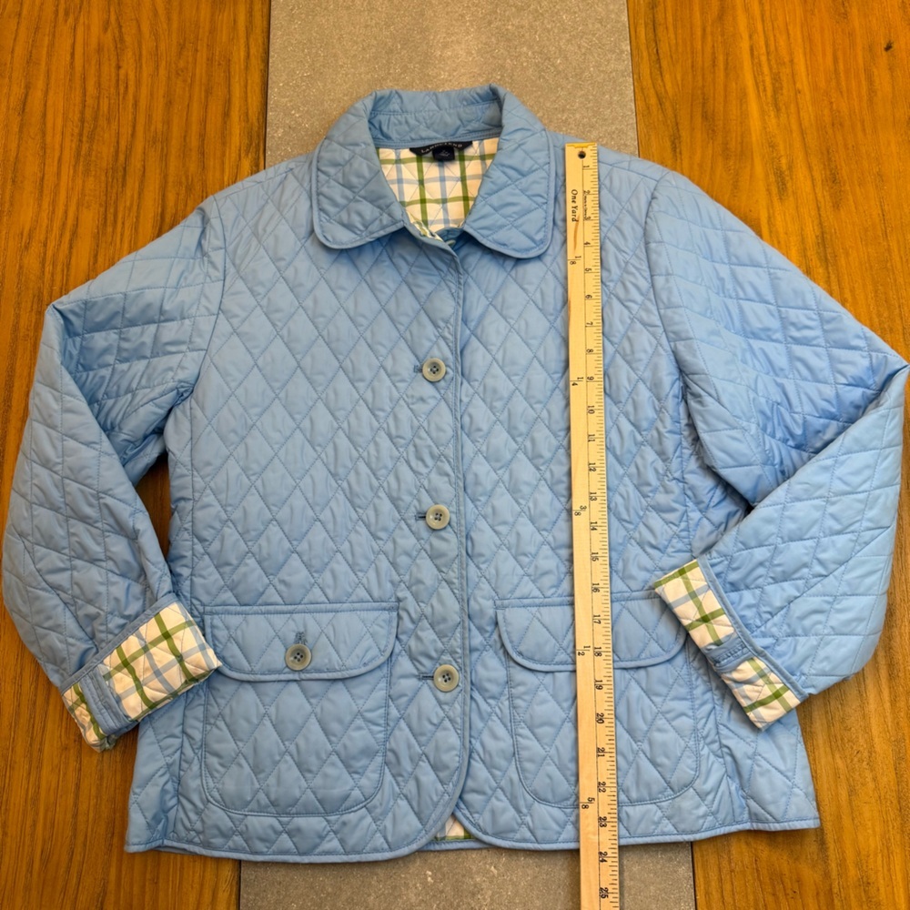 Lands' End Womens Thermolite Quilted Jacket Light Blue Plaid Lining Size Medium - Picture 13 of 13